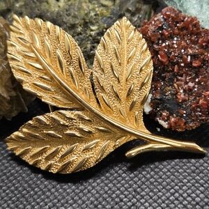 Crown Trifari Gold Leaf Brooch